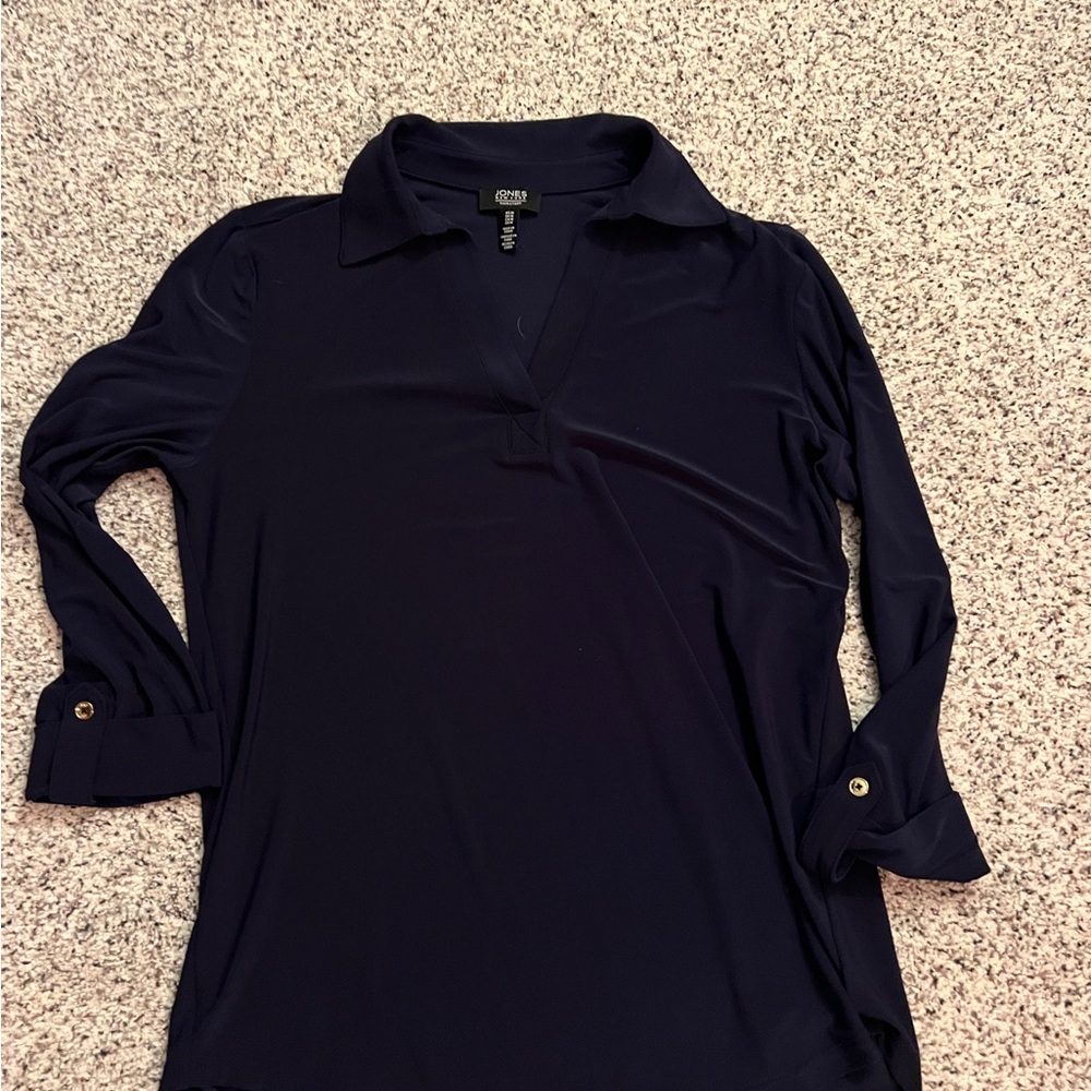 Jones New York Dark Blue Button Down Shirt